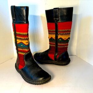 BORN colorful wool and leather mid high boots. 8.5. Just like new!  Beautiful!